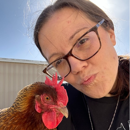 Amanda Blair woman with chicken