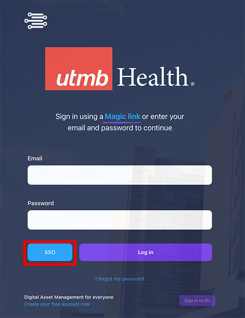 SSO Button Screenshot of the SSO button