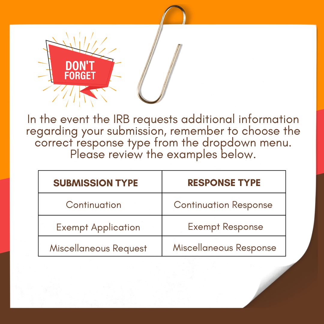 IRB November tip of the month - choose correct form for submission types