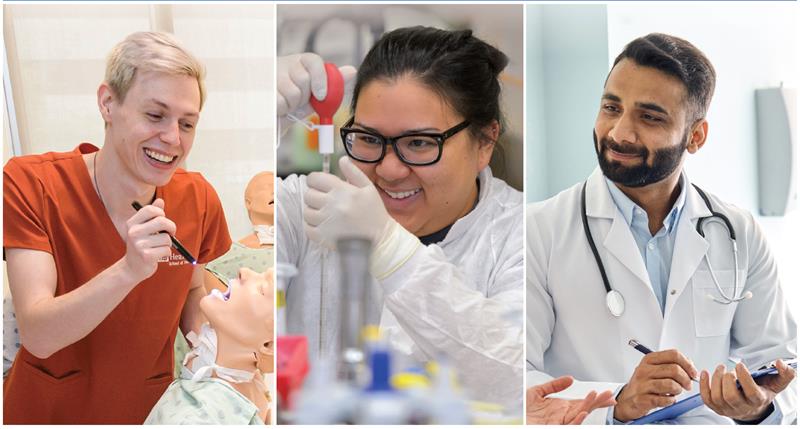 three smiling healthcare professionals