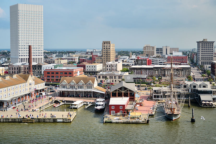 Galveston harbor Port side view of Galveston